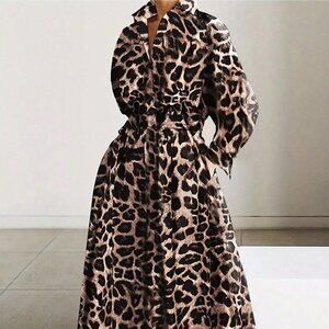 Multicolor Casual Women's Long Sleeve Polo Collar Blouse & Dress